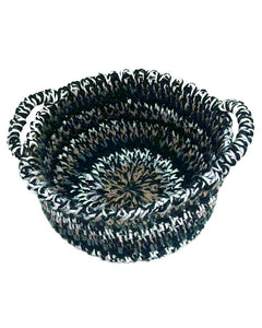 "Black/Grey/White Crocheted Basket" by Mary Rhodes