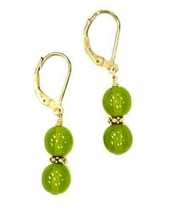 "Olive Green Glass Earrings" by Elaine Kennedy