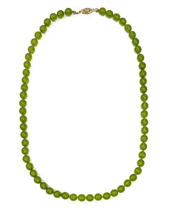 "Olive Green Glass Beads Necklace" by Elaine Kennedy