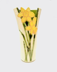 "Yellow Daffodil Fan Vase" by Linda Schauble