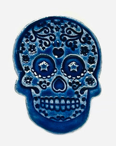 "Blue Skull Ceramic Pin" by Jen Slinger