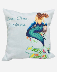 "Aqua Blue Mermaid Pillow" by Nicole Brown