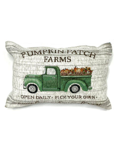 "Pumpkin Patch Farms Throw Pillow" by Maureen Perkinson
